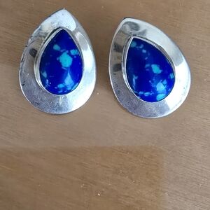 Elegant Silver and Blue Teardrop Earrings